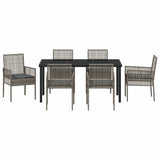 Garden Dining Set with Cushion 7 pcs Grey Poly Rattan 3379881