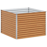 Garden Raised Bed Light Brown 98 x 100 x 68 cm Galvanised Steel 42017366
