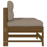 Middle Sofa with Cushions Honey Brown Solid Wood Pine 825663