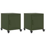 ZNTS Bedside Cabinets 2 pcs Olive Green 36x39x43.5 cm Steel 846623