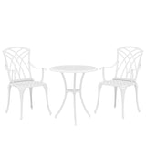 3 Pieces Garden Bistro Set, Cast Aluminium Outdoor Dining Set with 2 Chairs and Round Table with T3398P555905