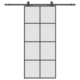 Sliding Door with Hardware Set Black 90x205 cm ESG Glass 3375865