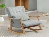 Wood Frame Rocking Accent Chair - Light Grey T3398P424904