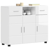 Wooden Cabinet with Drawer High Gloss White 88.5 x 30.5 x 73 cm 880285