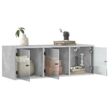 Wall Cabinet with Glass Doors Concrete Grey 102x37x35 cm 836514