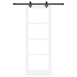 Sliding Door White 78 x 211 cm Solid Pine Wood and Glass 3332274