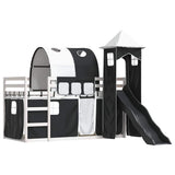 Bunk Bed without Mattress with Slide White and Black 90x190 cm Single 3284182