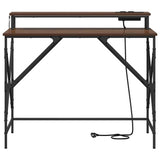 Desk with Shelf Brown Oak 100 x 50 x 86.5 cm Engineered Wood 859399