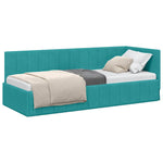 Corner Bed Frame with Headboard Turquoise 80 x 200 cm Velvet 42016295