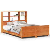 ZNTS Bed Frame without Mattress Wax Brown 120x190 cm Small Double Solid Wood Pine 3323709
