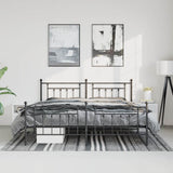 Bed Frame Black Steel Double Bed Frame Rectangular Industrial 353561