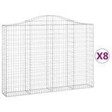 Arched Gabion Baskets 8 pcs 200x30x140/160 cm Galvanised Iron 3145478