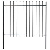 Garden Fence with Spear Top Steel 181x150 cm Black 144927