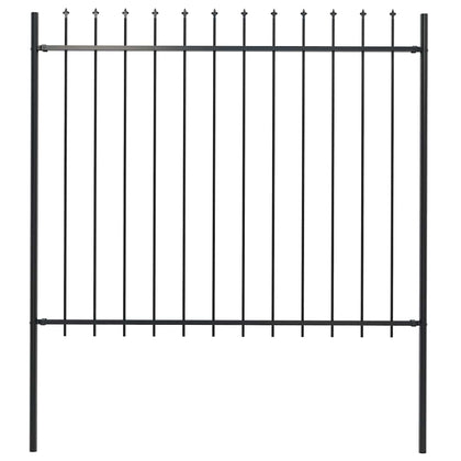 Garden Fence with Spear Top Steel 181x150 cm Black 144927