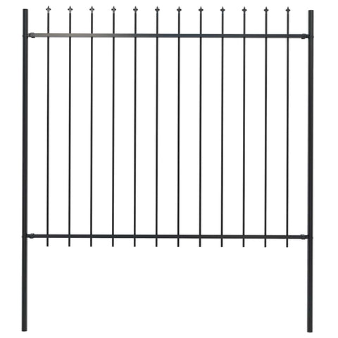 Garden Fence with Spear Top Steel 181x150 cm Black 144927