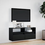TV Wall Cabinet with LED Lights Black 100x31x45 cm 852335