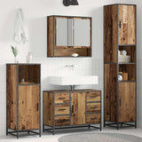 Bathroom Furniture Set with Door 3 pcs Old Wood Engineered Wood 3402485