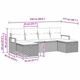 Sofa Set with Cushion with Storage 6 pcs Grey Poly Rattan 3359218