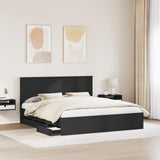 Bed Frame with Drawer Black 200 x 200 cm Engineer Wood 3409427