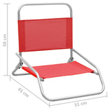 Folding Beach Chairs 2 pcs Red Fabric 310367