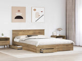Bed Frame with Drawer Artisan Oak 135 x 190 cm Engineered Wood 3410912