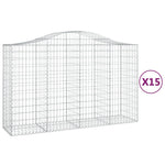 Arched Gabion Baskets 15 pcs 200x50x120/140 cm Galvanised Iron 3145674