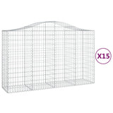 Arched Gabion Baskets 15 pcs 200x50x120/140 cm Galvanised Iron 3145674