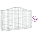 Arched Gabion Baskets 15 pcs 200x50x120/140 cm Galvanised Iron 3145674