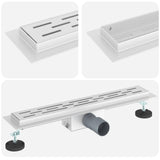 Shower Drain with Line Design Silver 50 cm Stainless Steel 304 42015955