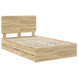 Bed Frame with Drawer Sonoma Oak 120 x 190 cm Engineer Wood 3412618