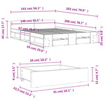 Bed Frame with Drawers without Mattress Smoked Oak 140x200 cm 3280752