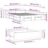 Bed Frame with Drawers without Mattress Smoked Oak 140x200 cm 3280752