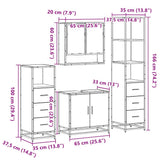 4 Piece Bathroom Furniture Set Smoked Oak Engineered Wood 3301277