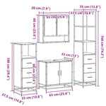 ZNTS 4 Piece Bathroom Furniture Set Smoked Oak Engineered Wood 3301277