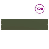 Lawn Edgings 20 pcs Olive Green 25x103 cm Cold-rolled Steel 860175