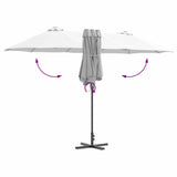 Garden Parasol Sand 370 x 197 x 239 cm Polyester and Aluminium 42003367