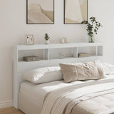 Headboard Cabinet with LED White 180x17x102 cm 839210