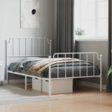 Metal Bed Frame without Mattress with Footboard White 107x203cm 373950