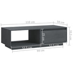 Coffee Table Grey 110x50x33.5 cm Solid Pinewood 809884