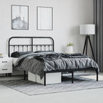 Metal Bed Frame without Mattress with Headboard Black 140x190cm 352578