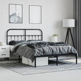 Metal Bed Frame without Mattress with Headboard Black 140x190cm 352578