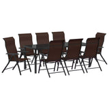 Garden Dining Set 9 pcs Brown Powder-Coated Steel 3379267