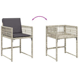 9 Piece Garden Dining Set with Cushions Light Grey Poly Rattan 3211499