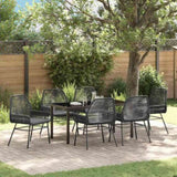Garden Dining Set with Cushion 7 pcs Black Poly Rattan 3380873