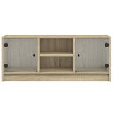 TV Cabinet with Glass Doors Sonoma Oak 102x37x42 cm 836373
