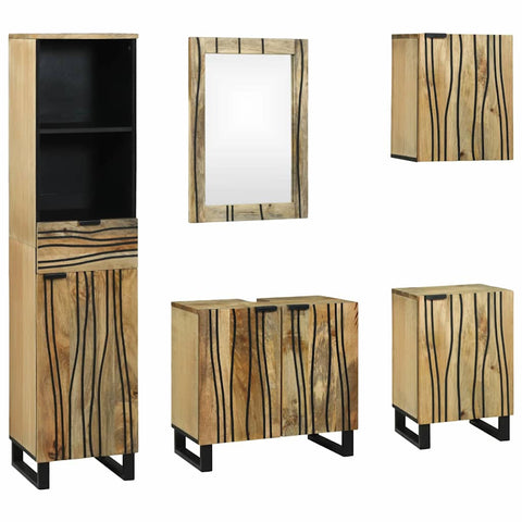Bathroom Furniture Set with Drawer 5 pcs Brown 38 x 33 x 160 cm 3310045