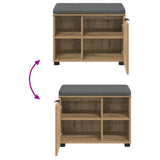 Hall Bench with Cushion with Shelf Artisan Oak 60 x 38 x 46 cm 891503