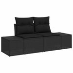 Garden Sofa with Cushion Black 123 x 62 x 69cm Poly Rattan 42006811