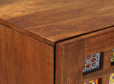 Highboard with Storage Walnut 40 x 33 x 110 cm Solid Mango Wood 4018253