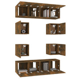 ZNTS 8 Piece TV Cabinet Set Smoked Oak Engineered Wood 3120212